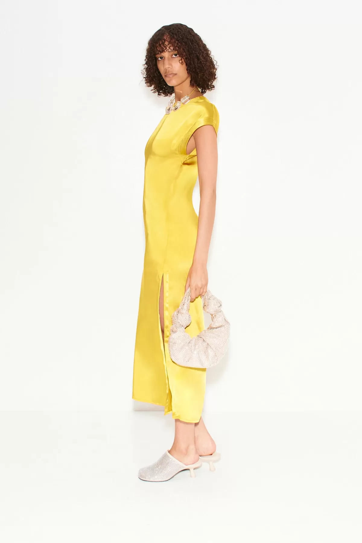 Dresses<SIMONMILLER Argan Satin Dress in Star Gold stargold