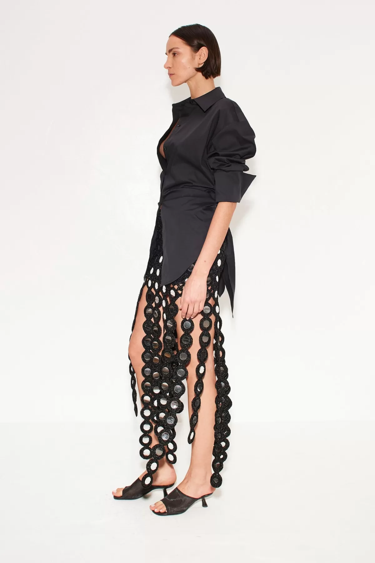 Occasion Wear<SIMONMILLER Beep Beep Maxi Skirt in Black Mirror blackmirror