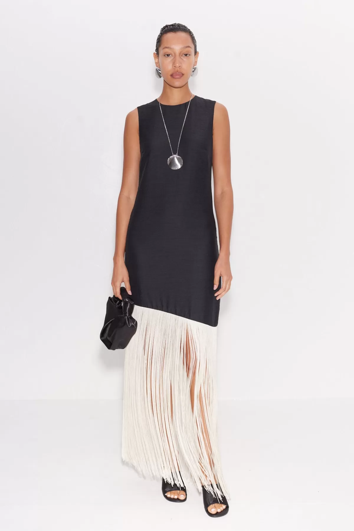 Dresses<SIMONMILLER Casablanca Fringe Dress in Black/Seashell black/seashell