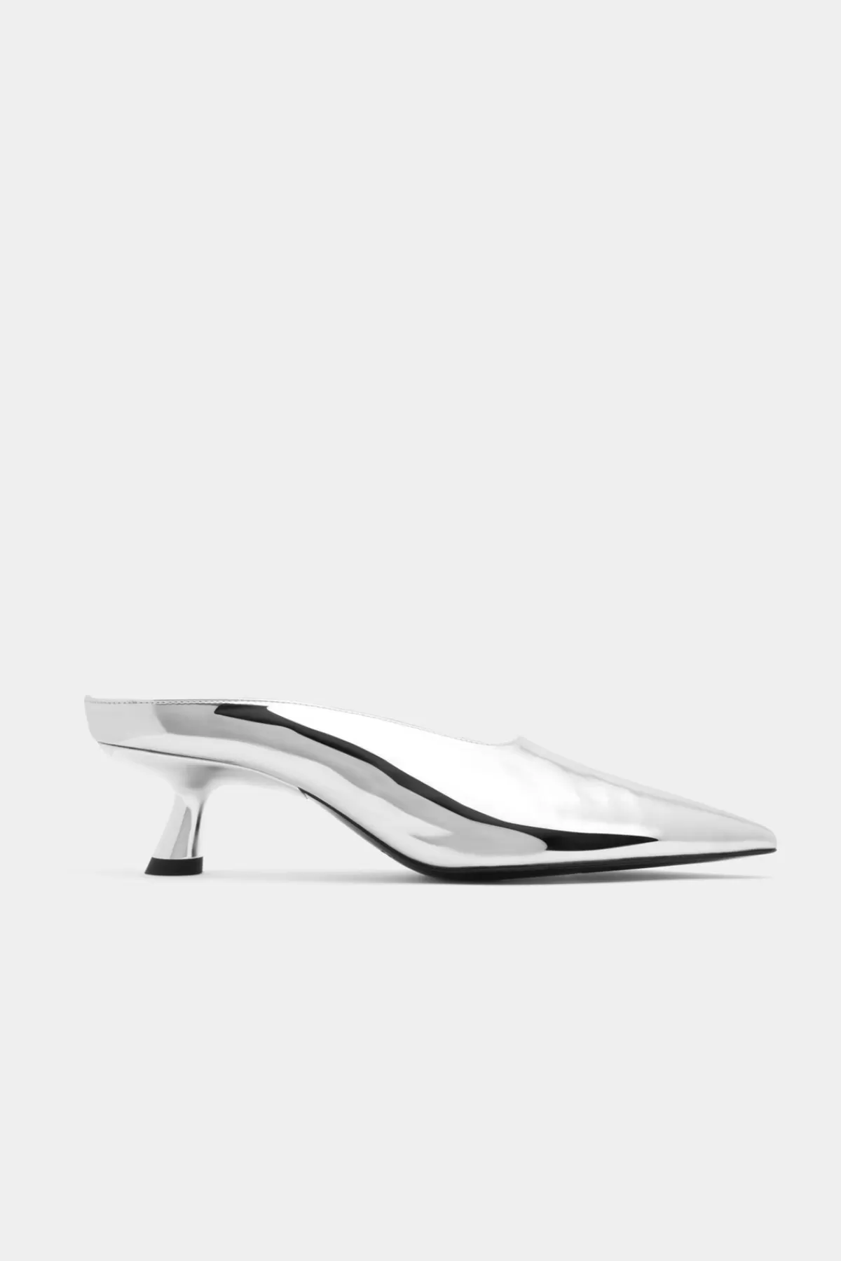 Mules<SIMONMILLER Chrome Pointed Gala Mule in silver