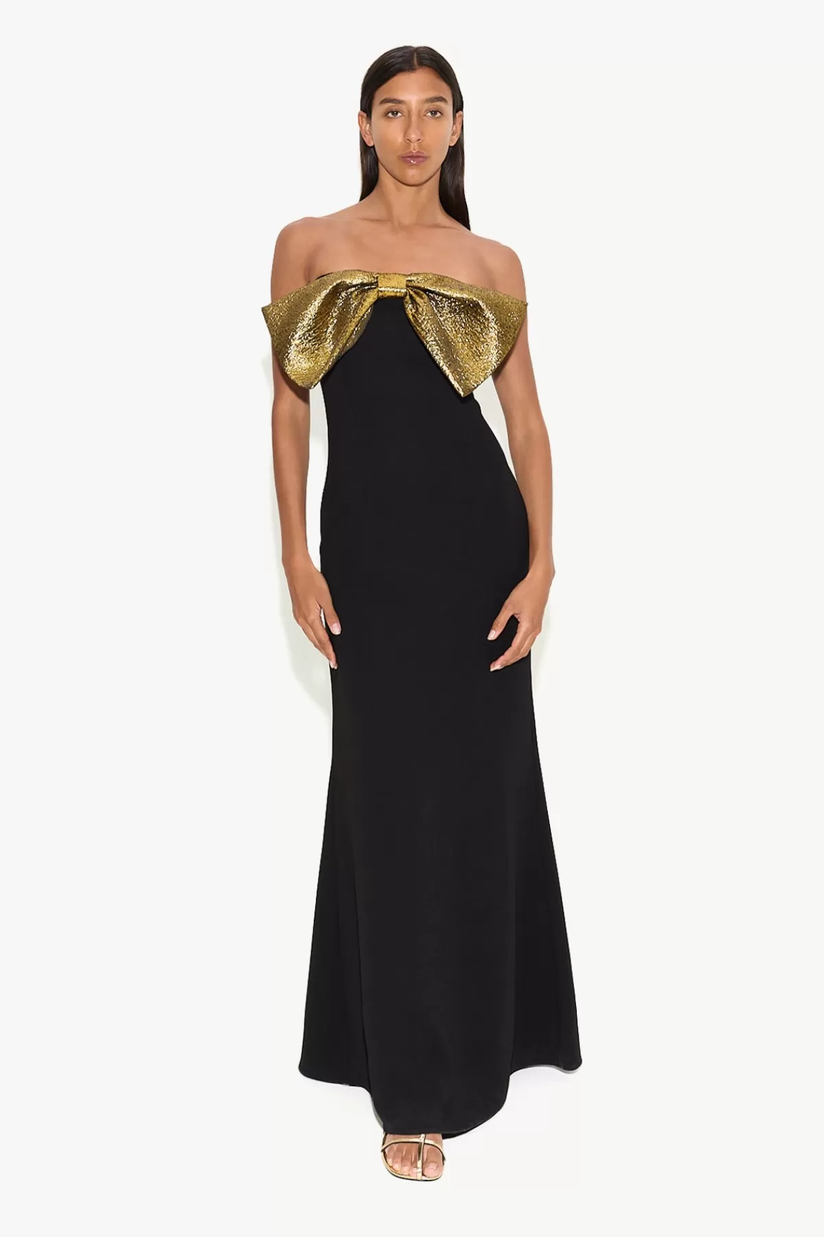 Dresses<SIMONMILLER Dali Crepe Dress in Black/Star Gold black/stargold