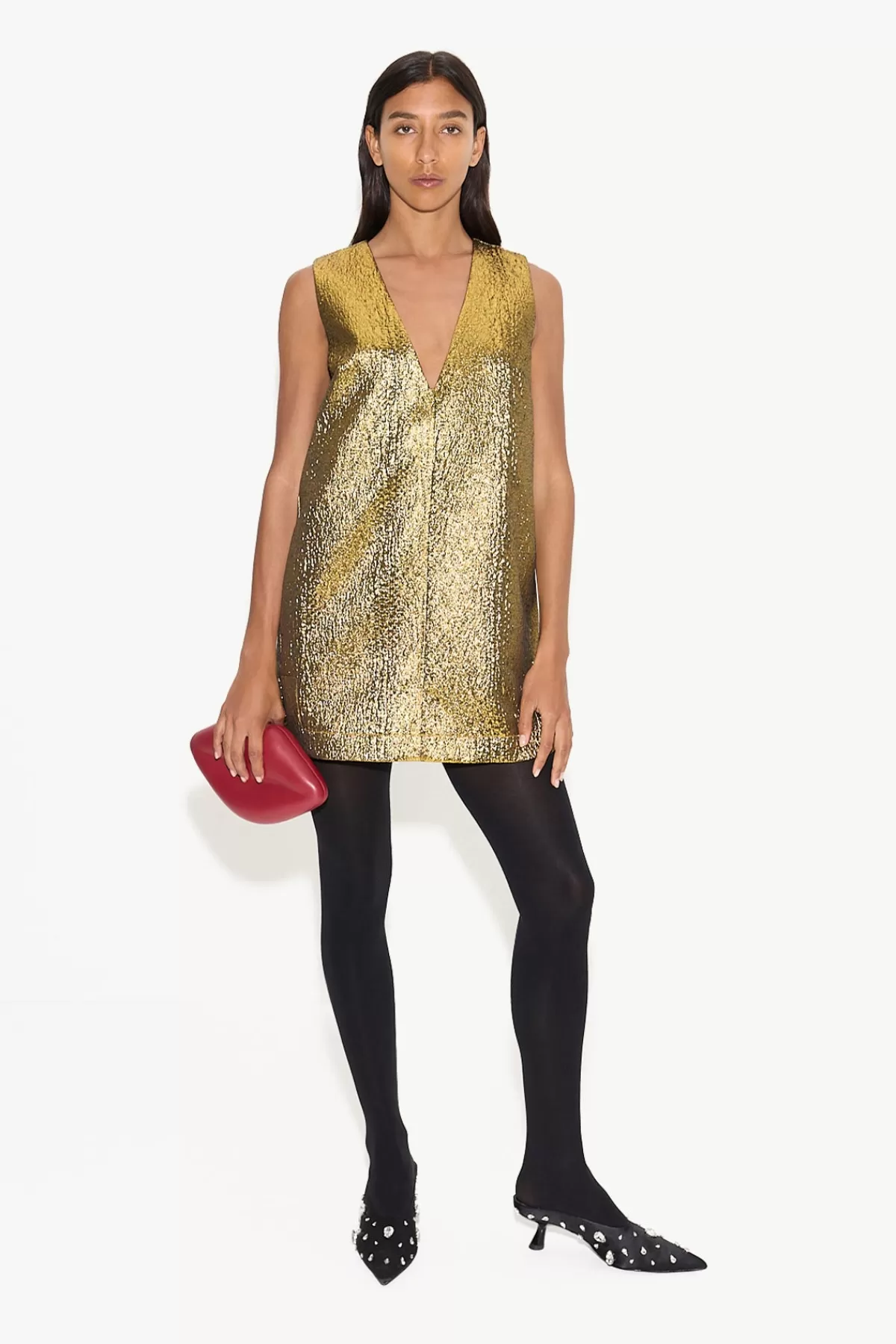 Dresses<SIMONMILLER Fountain Metallic Mini Dress in Star Gold stargold