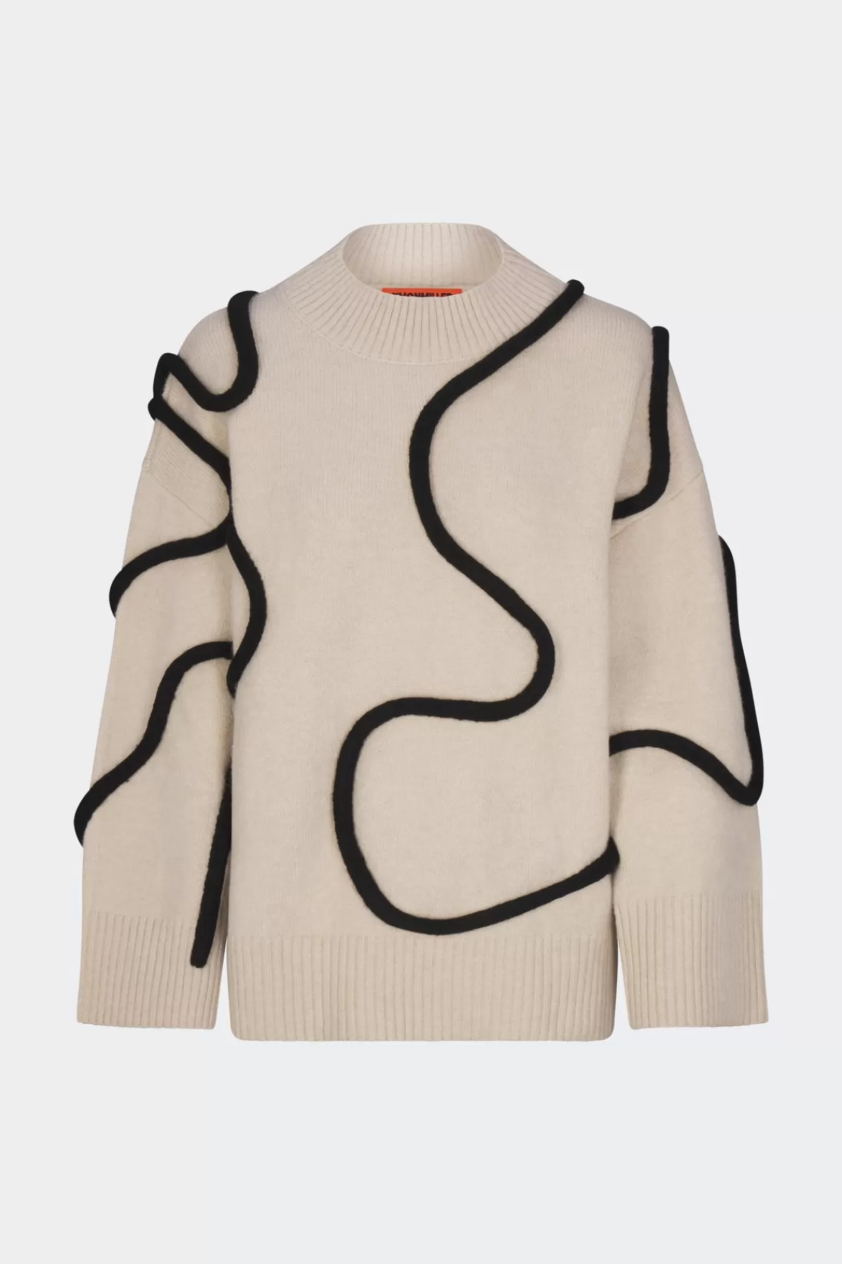 Knitwear<SIMONMILLER Leith Squiggle Knit Sweater in Cream/Black cream/black