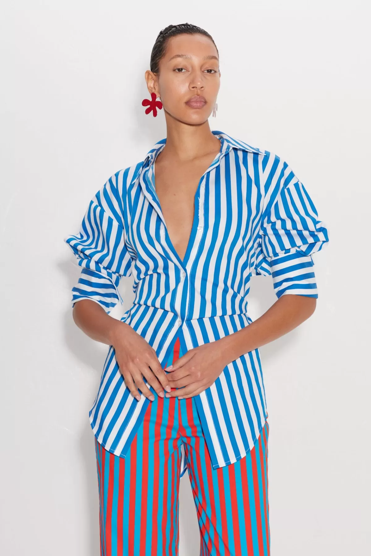 Clothing<SIMONMILLER Loch Striped Poplin Button Up in Blue Stripe bluestripe