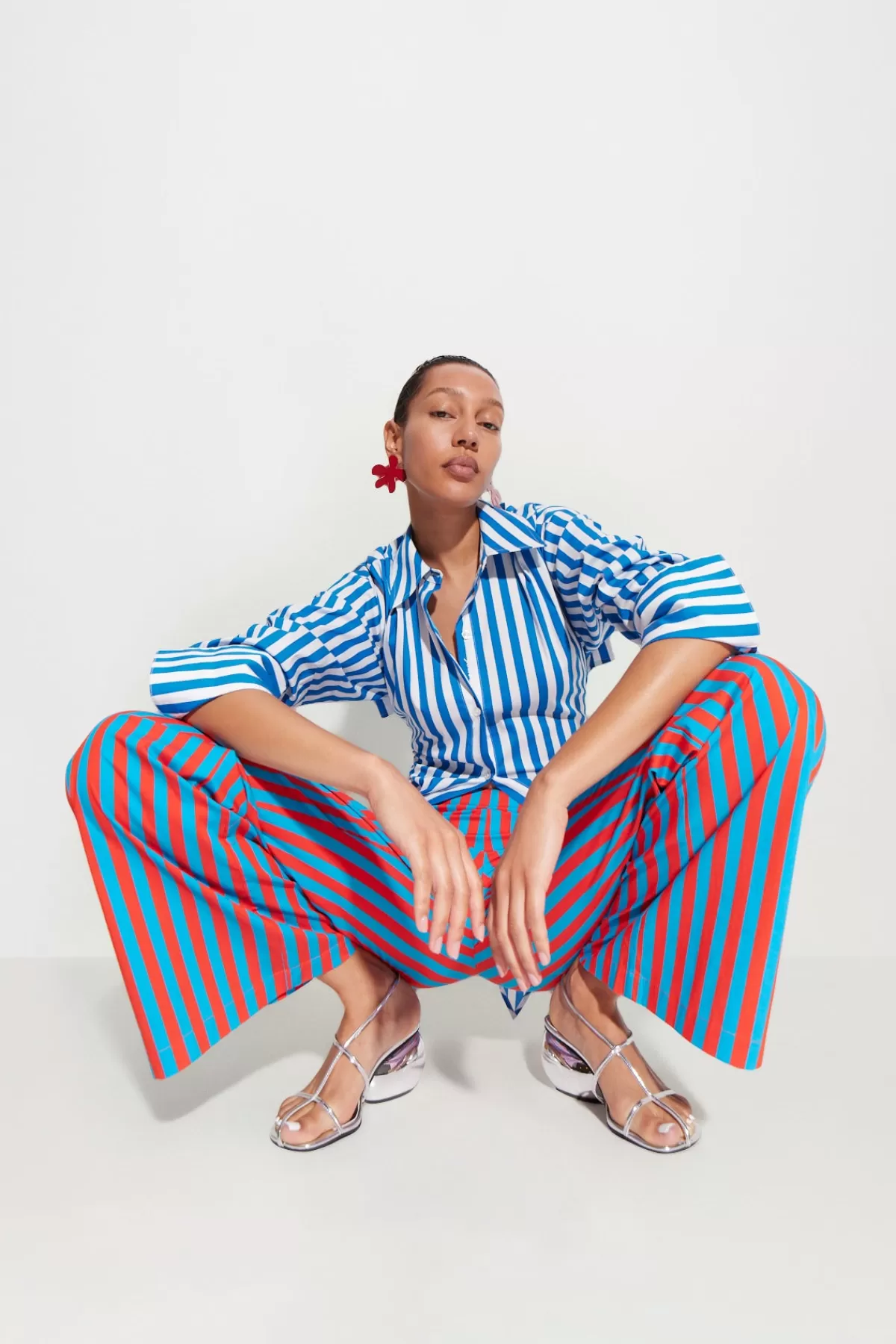 Clothing<SIMONMILLER Pia Striped Poplin Pant in Blue/Paprika Stripe blue/paprikastripe