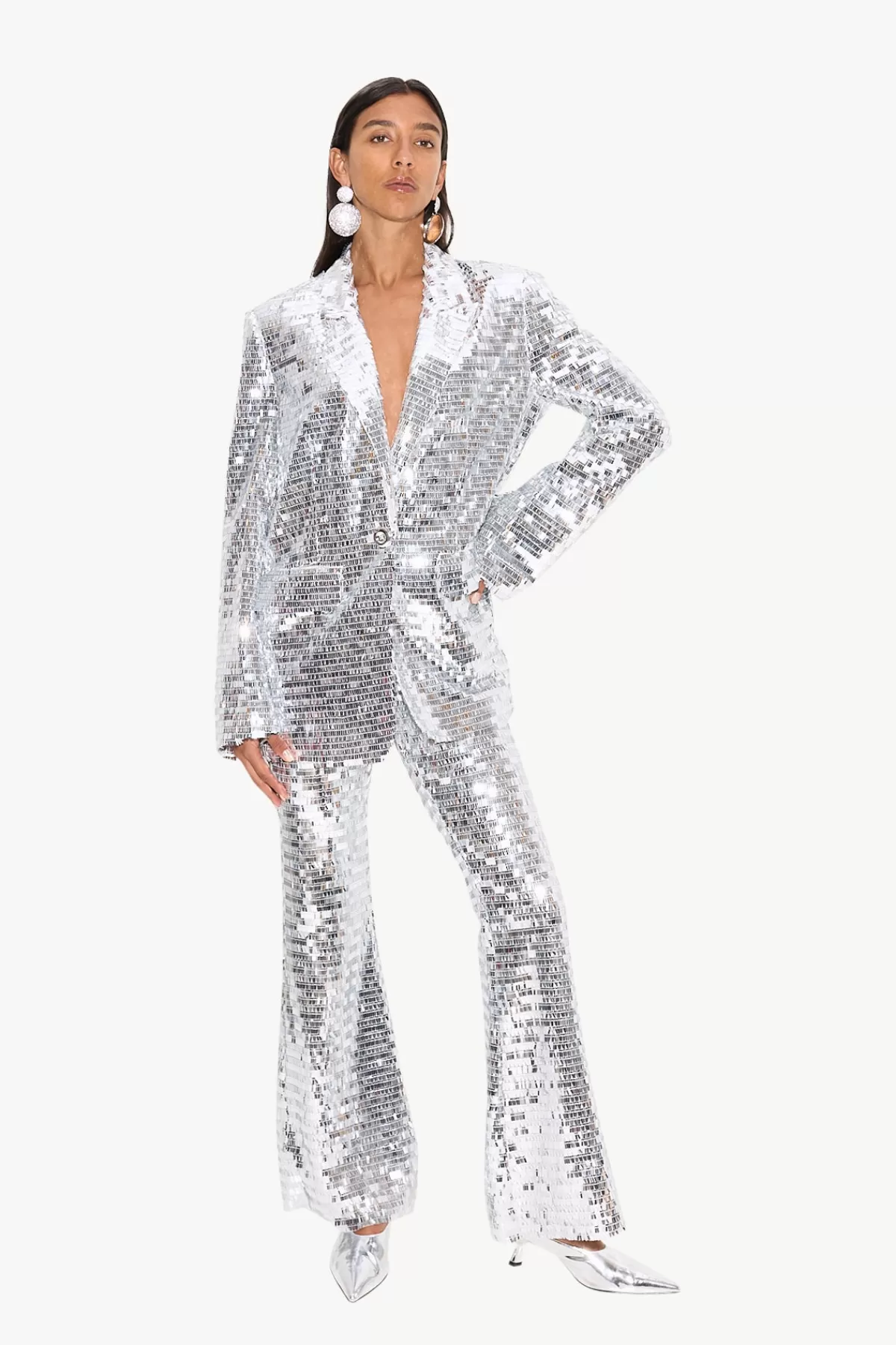 Clothing<SIMONMILLER Sequin Robo Pant in Satellite Silver satellitesilver