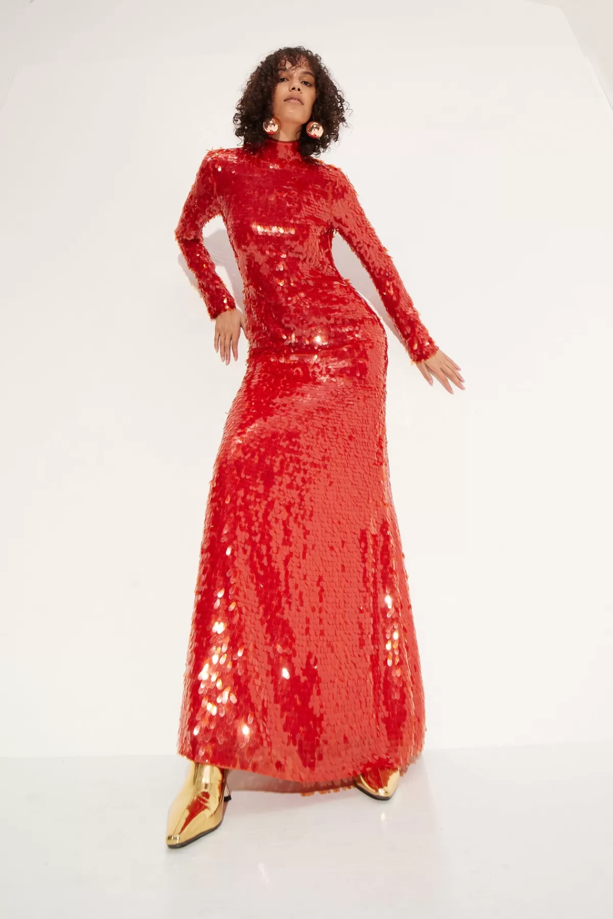 Clothing<SIMONMILLER Sequin Sculpty Dress in chili