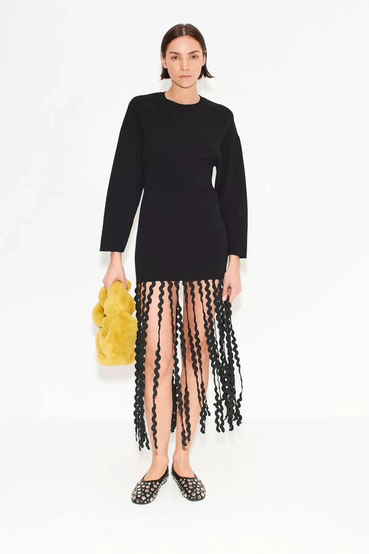 Dresses<SIMONMILLER Wallis Knit Fringe Dress in black