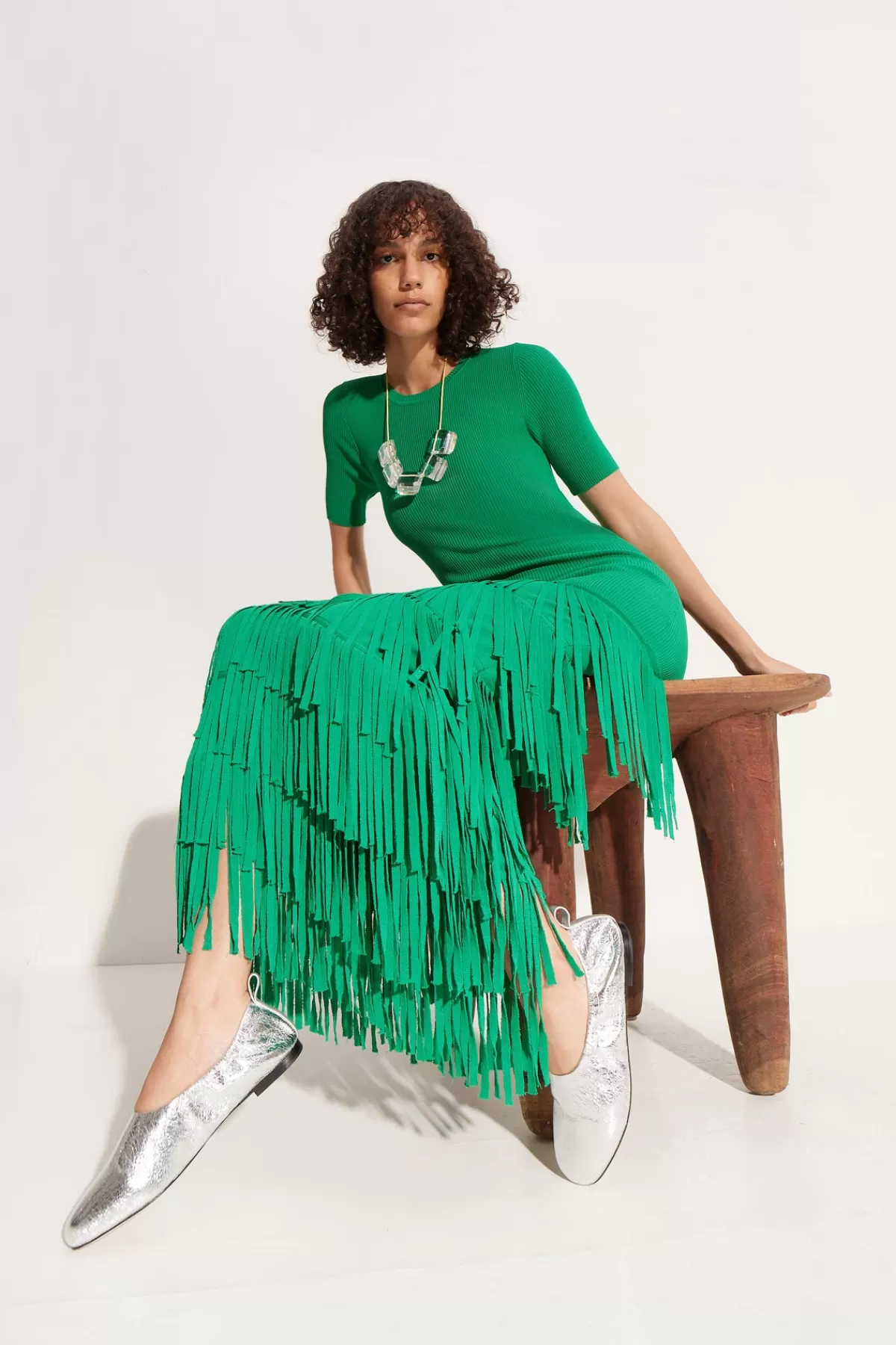 Dresses<SIMONMILLER Za Za Knit Fringe Dress in jade